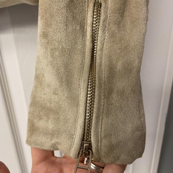 Miami Tan Suede Cropped Jacket. Size Small. Zippers Lined. Soft. Fall Winter - Picture 4 of 9